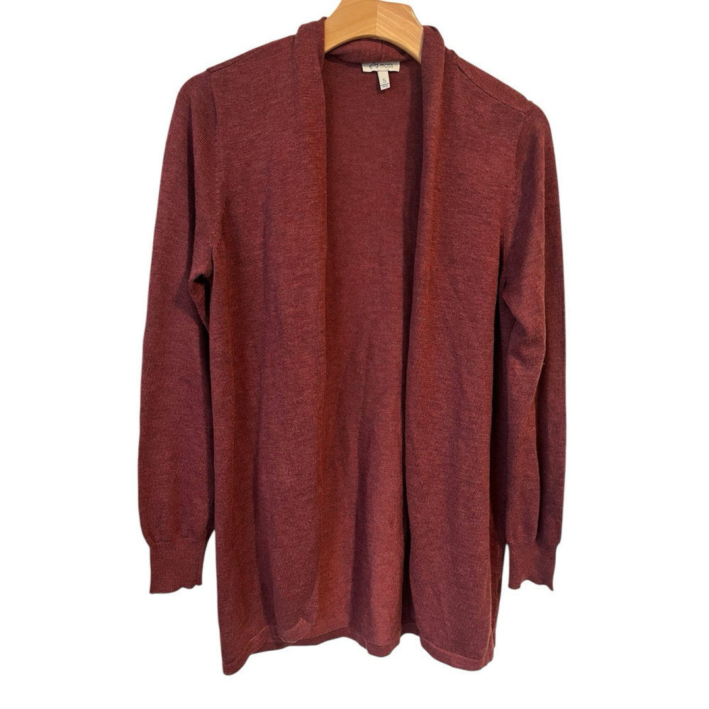 Ella Moss Cardigan Sweater Womens Small Burgundy Rust Open